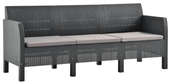 VidaXL 2 részes antracit PP rattan kerti bútorgarnitúra párnákkal