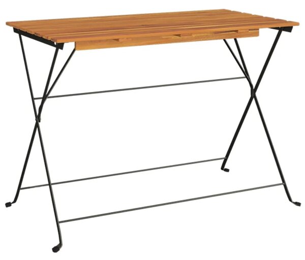 Tömör akácfa és acél összecsukható bisztróasztal 100x54x71 cm