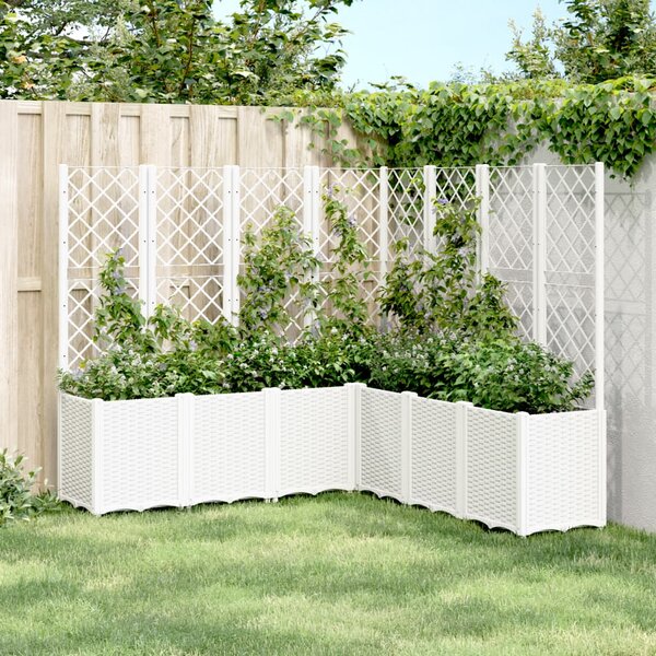 VidaXL fehér polipropilén rácsos kerti ültetőláda 160 x 160 x 140 cm