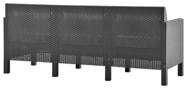 VidaXL 2 részes antracit PP rattan kerti bútorgarnitúra párnákkal