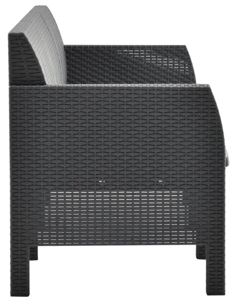 VidaXL 2 részes antracit PP rattan kerti bútorgarnitúra párnákkal