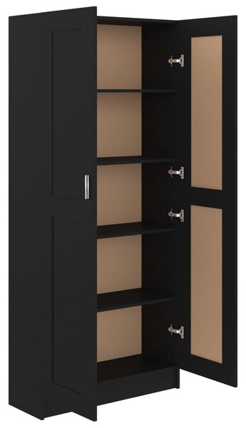 Fekete szerelt fa könyvszekrény 82,5 x 30,5 x 185,5 cm