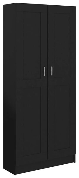 Fekete szerelt fa könyvszekrény 82,5 x 30,5 x 185,5 cm