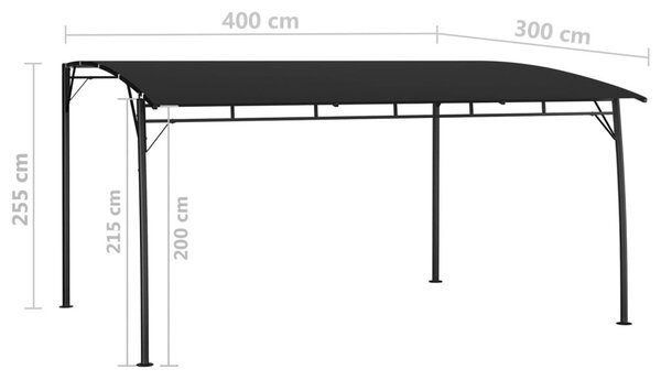 Antracitszürke kerti napellenző 4 x 3 x 2,55 m