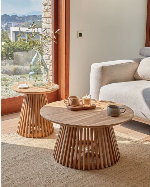Irune teakfa dohányzóasztal, ⌀ 80 cm - Kave Home