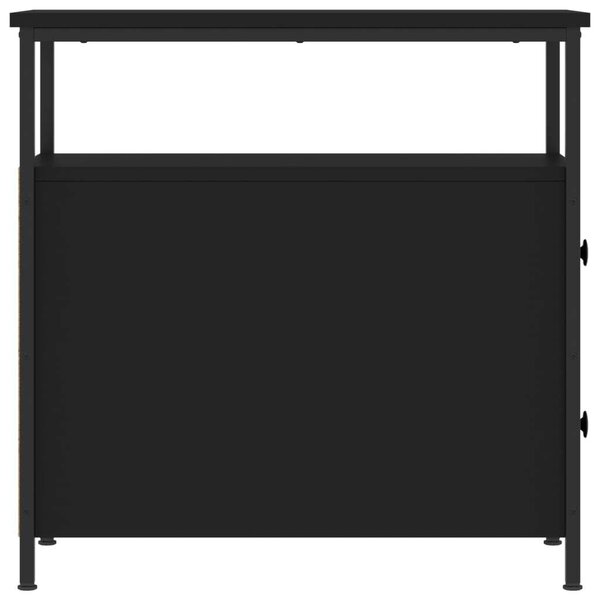 2 db Fekete Fa Éjjeliszekrény - 30x60x60 cm