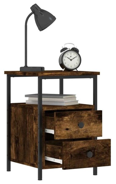 Modern Ipari Éjjeliszekrény Szett - 2 db - Füstös Tölgy - 34x35,5x50 cm