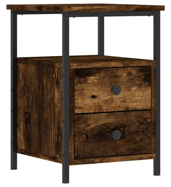 Modern Ipari Éjjeliszekrény Szett - 2 db - Füstös Tölgy - 34x35,5x50 cm