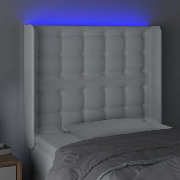 LED-es Ágyfejtámla - Fehér Műbőr - 83x128cm