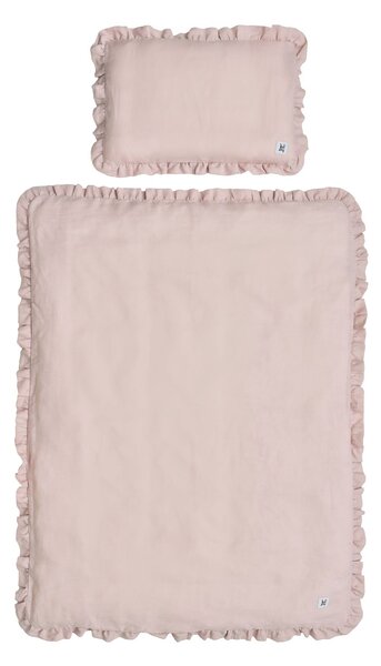Vászon ágynemű kiságyba DUSTY PINK, M-es méret
