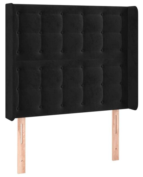 Fekete Bársony Fejtámla LED-del - 103x16x118/128cm