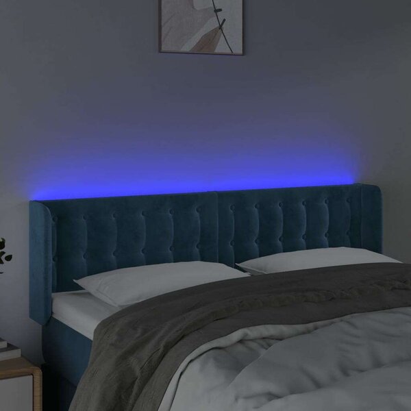 Bársony LED Fejtámla - Sötétkék - 147x16x78/88cm