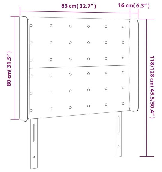 LED-es Ágyfejtámla - Fehér Műbőr - 83x128cm