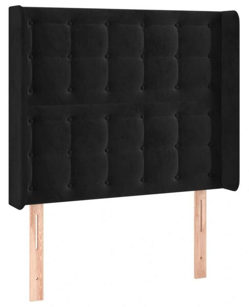 Fekete Bársony Fejtámla LED-del - 103x16x118/128cm