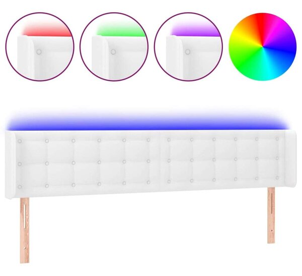 Fehér műbőr led-es fejtámla 183x16x78/88 cm