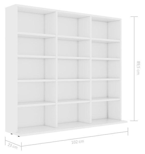 Fehér szerelt fa CD-tartó szekrény 100 x 23 x 89,5 cm