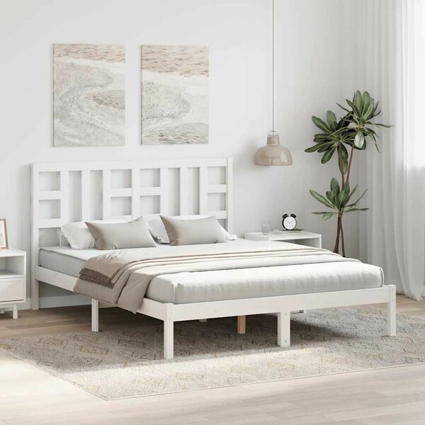 VidaXL Fehér Fenyőfa Ágykeret - 150x200 cm