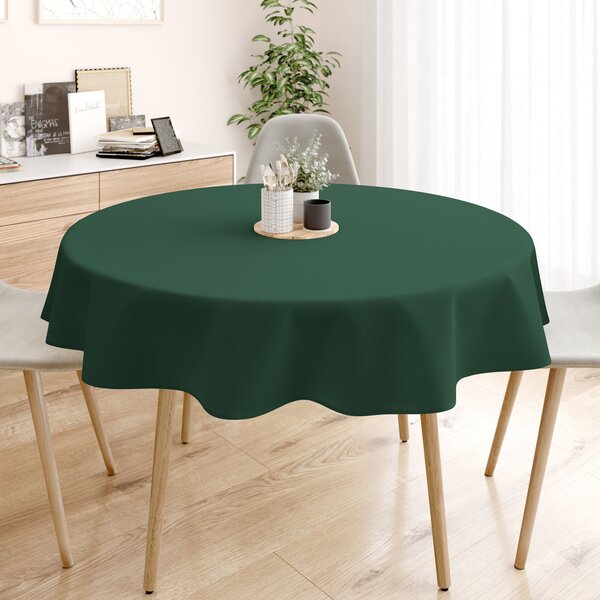 Goldea pamut asztalterítő - sötétzöld - kör alakú Ø 100 cm