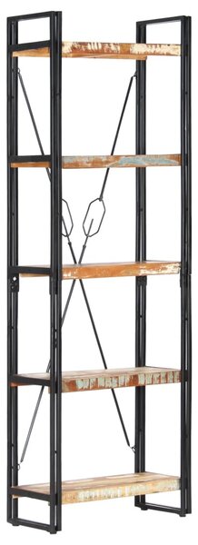 5 szintes tömör újrahasznosított fa könyvespolc 60x30x180 cm