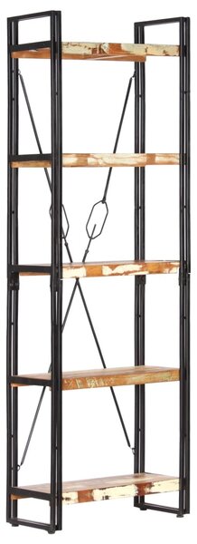 5 szintes tömör újrahasznosított fa könyvespolc 60x30x180 cm