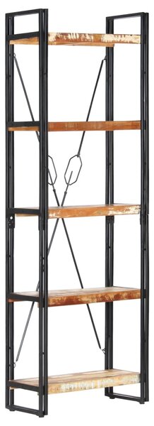 5 szintes tömör újrahasznosított fa könyvespolc 60x30x180 cm