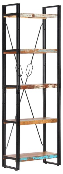 5 szintes tömör újrahasznosított fa könyvespolc 60x30x180 cm