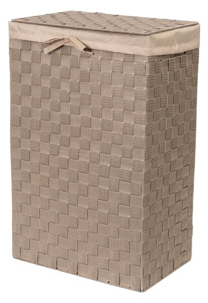 Laundry Basket Linen barna, fedeles szennyeskosár, magasság 60 cm - Compactor