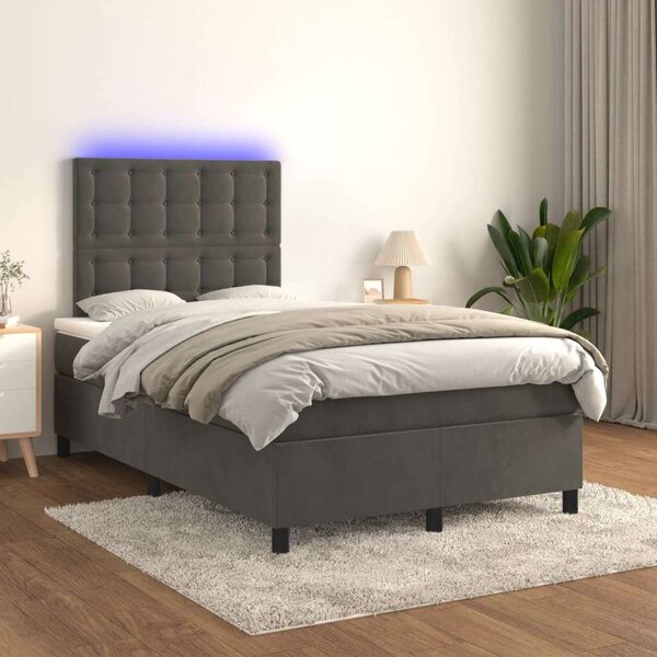 VIDAXL - Bársony Ágy LED-del - 120x200 cm