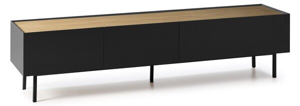 Fekete-natúr színű TV-állvány tölgyfa dekorral 180x45 cm Arista – Teulat