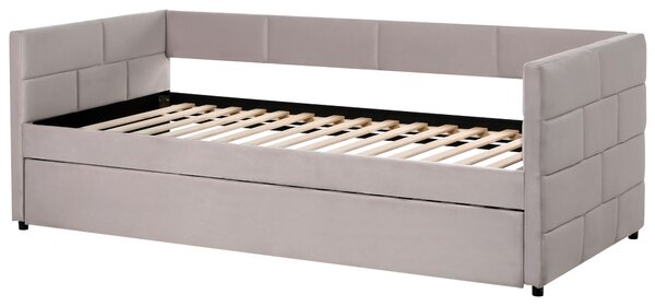 Kihúzható heverő Bársony CHAVONNE 90 x 200 cm Világosszürke