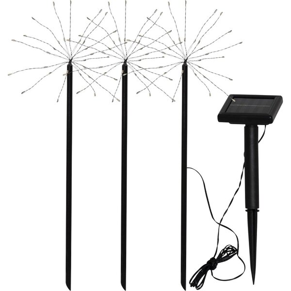 Napelemes LED talajba szúrható kültéri lámpa szett 3 db-os (magasság 40 cm) Firework – Star Trading
