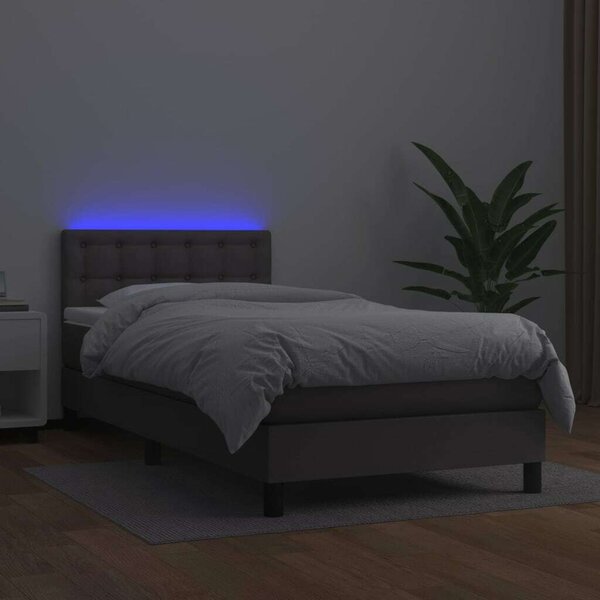 Modern LED Ágy - Műbőr - 90x190 cm