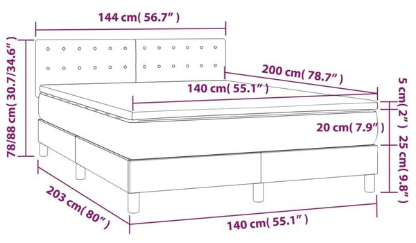 VIDAXL - Ágy - Műbőr - 140x200 cm
