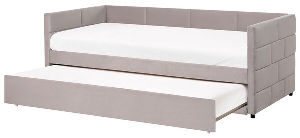 Kihúzható heverő Bársony CHAVONNE 90 x 200 cm Világosszürke