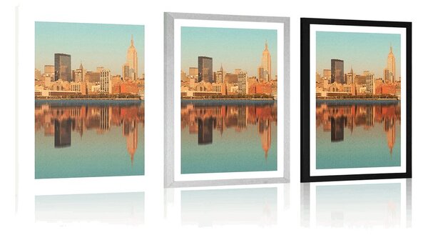 Poszter paszportuval bájos New York-i tükröződés a vízben