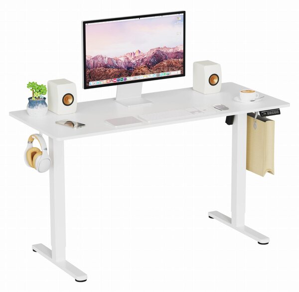 Elektromosan állítható magasságú íróasztal - 140x60cm fehér ülő-/állómunkához - LVN System Lite LV1716