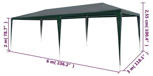 Zöld PE rendezvénysátor 3 x 6 m