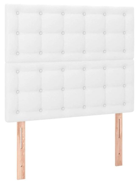 Modern Fehér Műbőr Ágy - Zsebrugós Matraccal - 80x200 cm