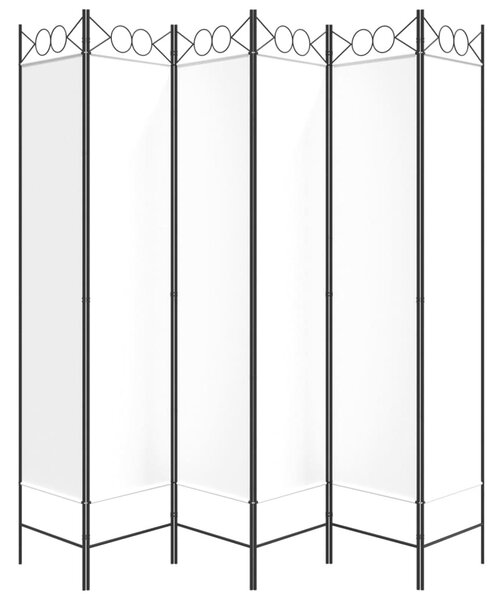 6-paneles fehér szövet térelválasztó 240 x 200 cm