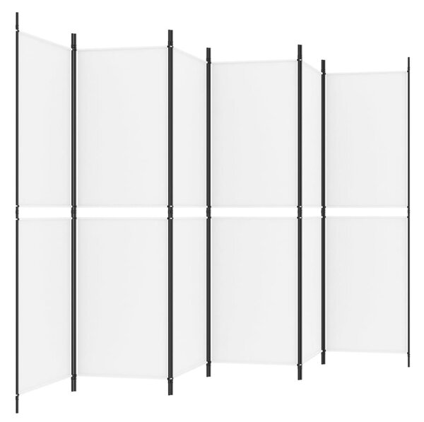 6 paneles fehér szövet térelválasztó 300x180 cm