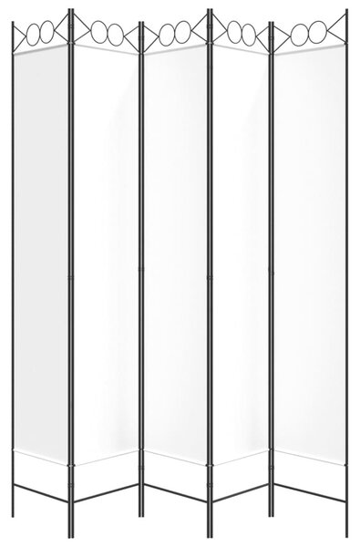 Fehér 5 paneles paraván 200x220 cm szövet