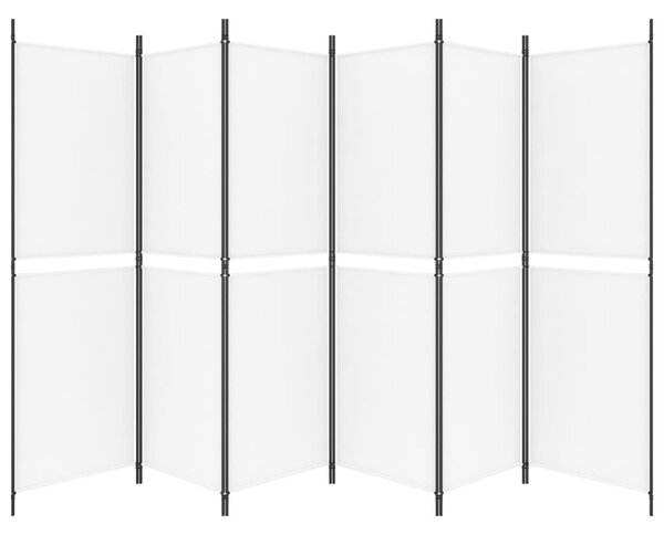 6 paneles fehér szövet térelválasztó 300x180 cm