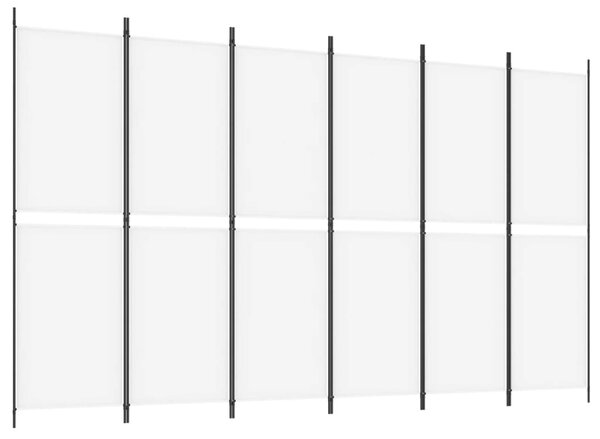 6 paneles fehér szövet térelválasztó 300x180 cm
