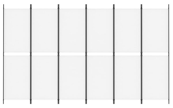 6 paneles fehér szövet térelválasztó 300x180 cm
