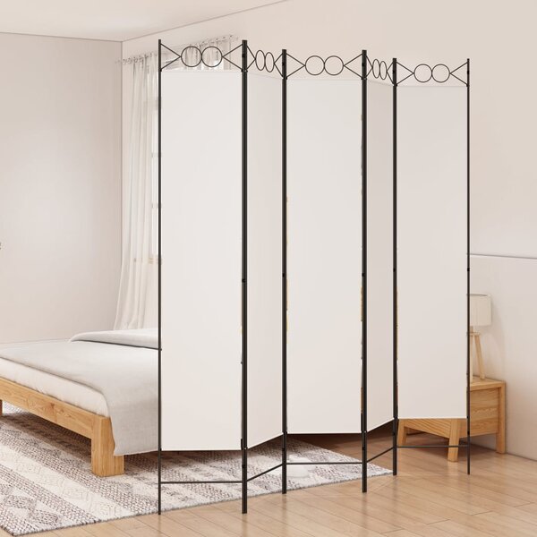 Fehér 5 paneles paraván 200x220 cm szövet