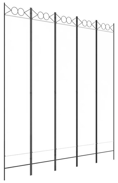 Fehér 5 paneles paraván 200x220 cm szövet