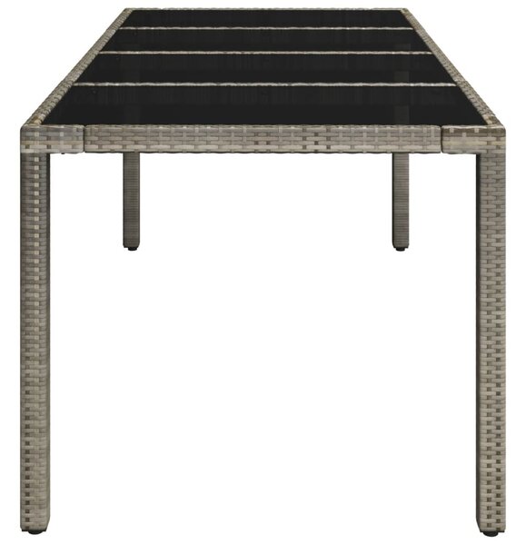 Szürke polyrattan üveglapos kerti asztal 190 x 90 x 75 cm