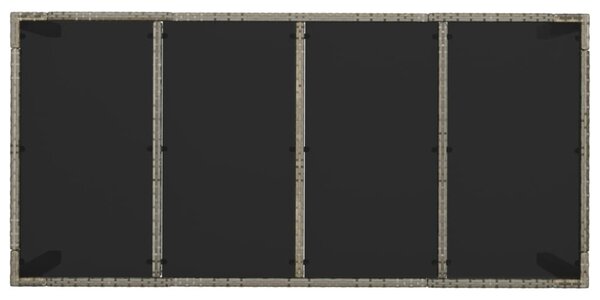 Szürke polyrattan üveglapos kerti asztal 190 x 90 x 75 cm