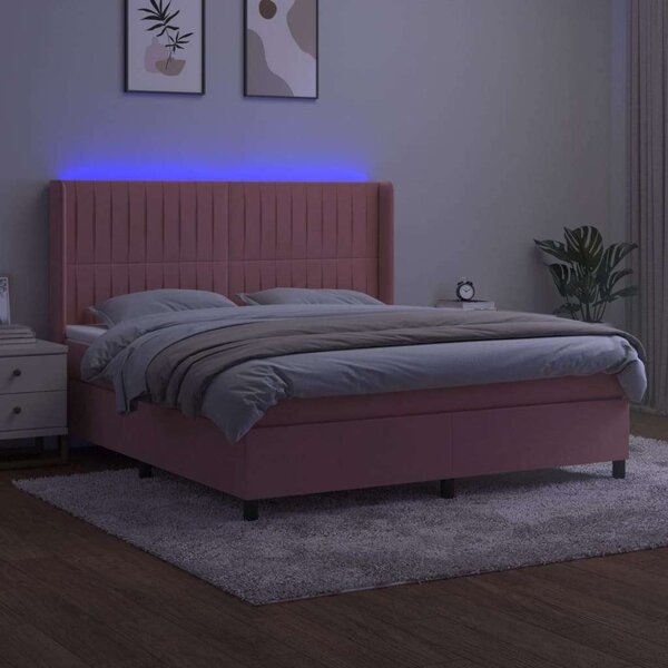 VidaXL LED-es Bársony Ágy - 180x200 cm
