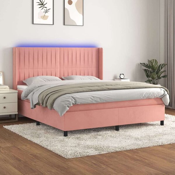 VidaXL LED-es Bársony Ágy - 180x200 cm